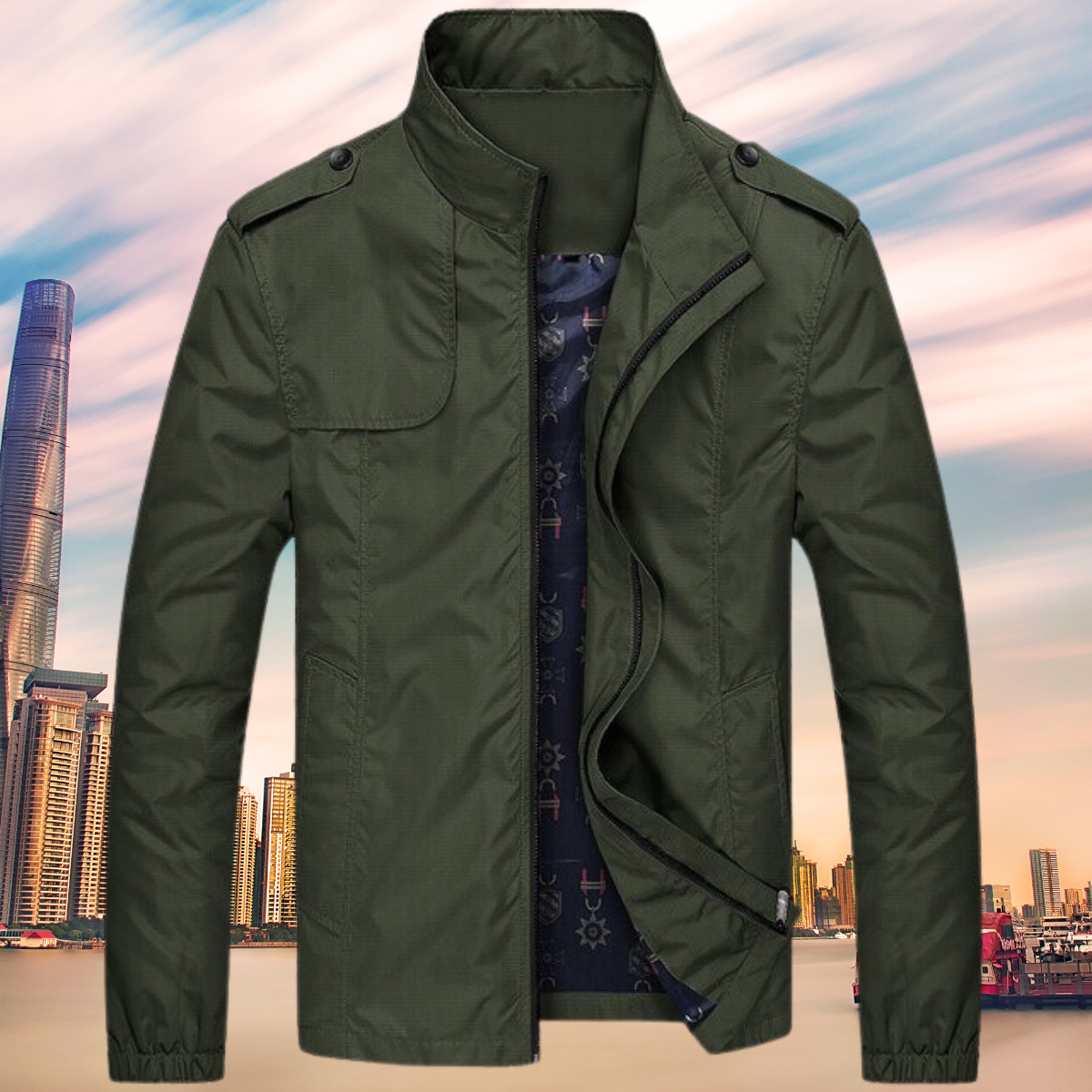 Men's Stand Collar Windbreaker Jacket