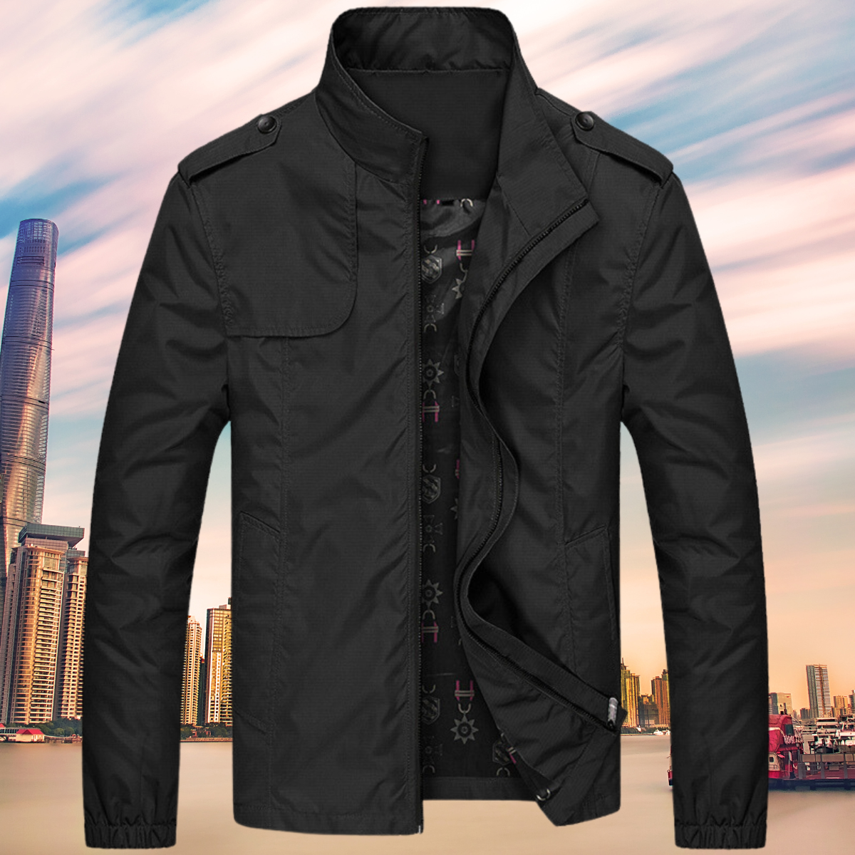 Men's Stand Collar Windbreaker Jacket