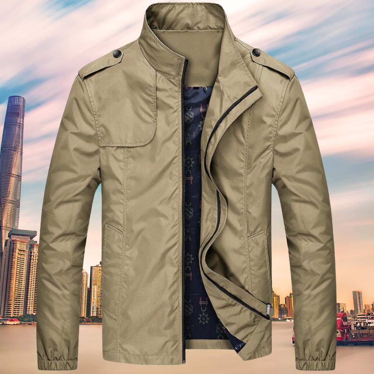 Men's Stand Collar Windbreaker Jacket