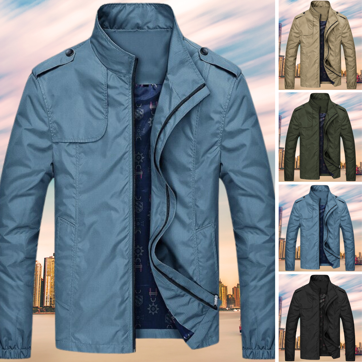 Men's Stand Collar Windbreaker Jacket