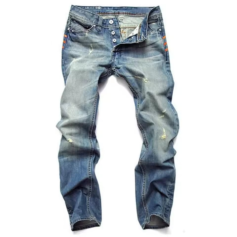 Men's Straight-Leg Jeans with Distressed Details - Dewey