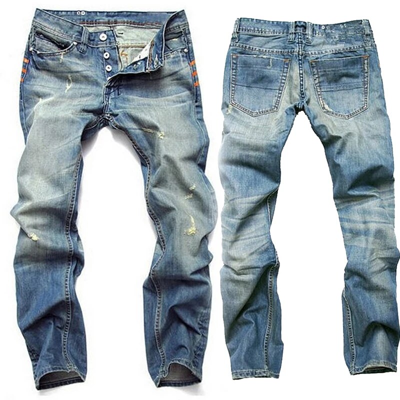 Men's Straight-Leg Jeans with Distressed Details - Dewey