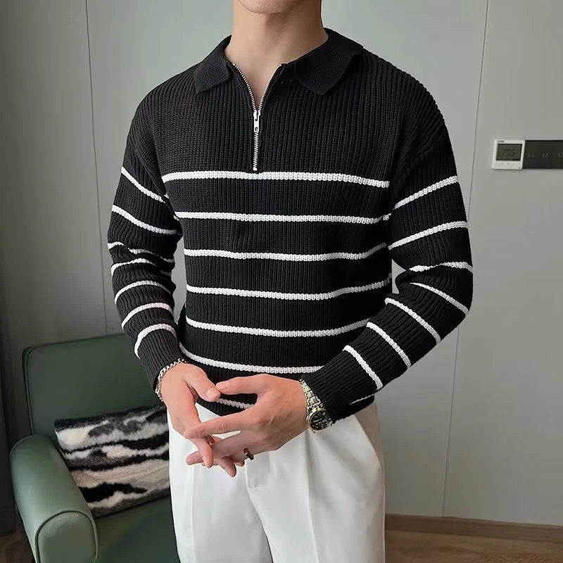 Men's Striped Half-Zip Sweater