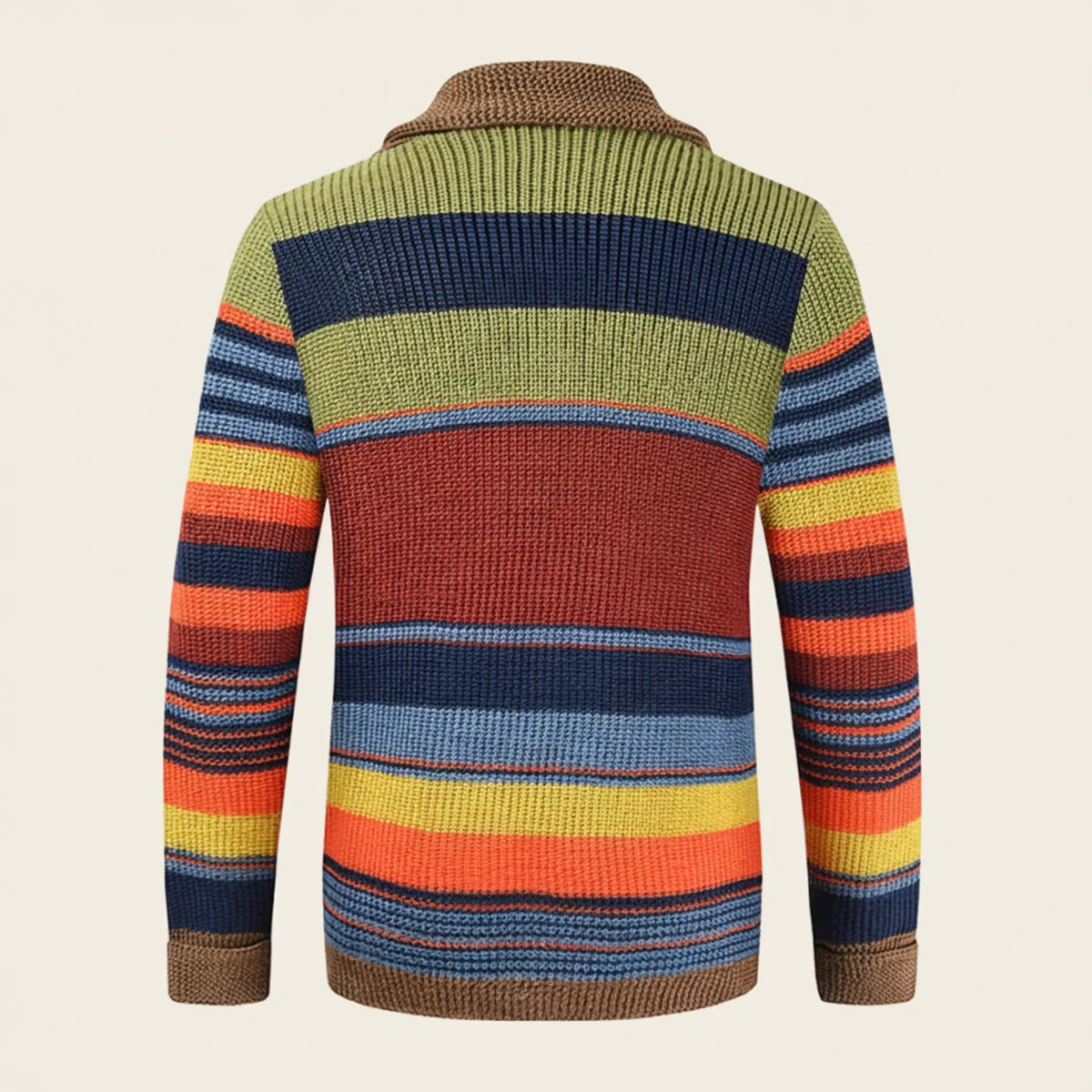 Men's Striped Shawl-Collar Cardigan Sweater