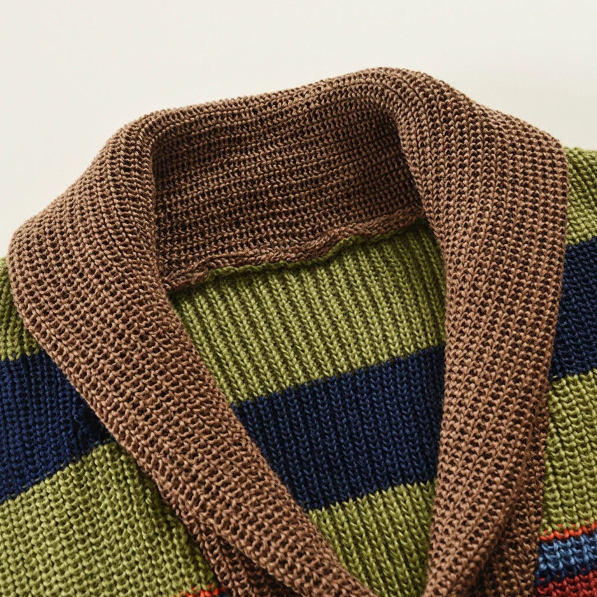 Men's Striped Shawl-Collar Cardigan Sweater