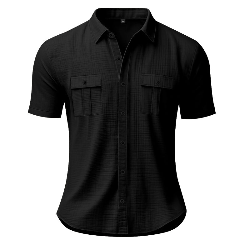 Men's Summer Short-Sleeve Shirt with Flap Pockets