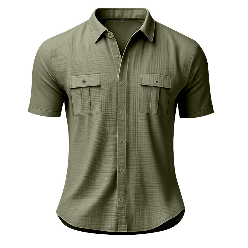 Men's Summer Short-Sleeve Shirt with Flap Pockets