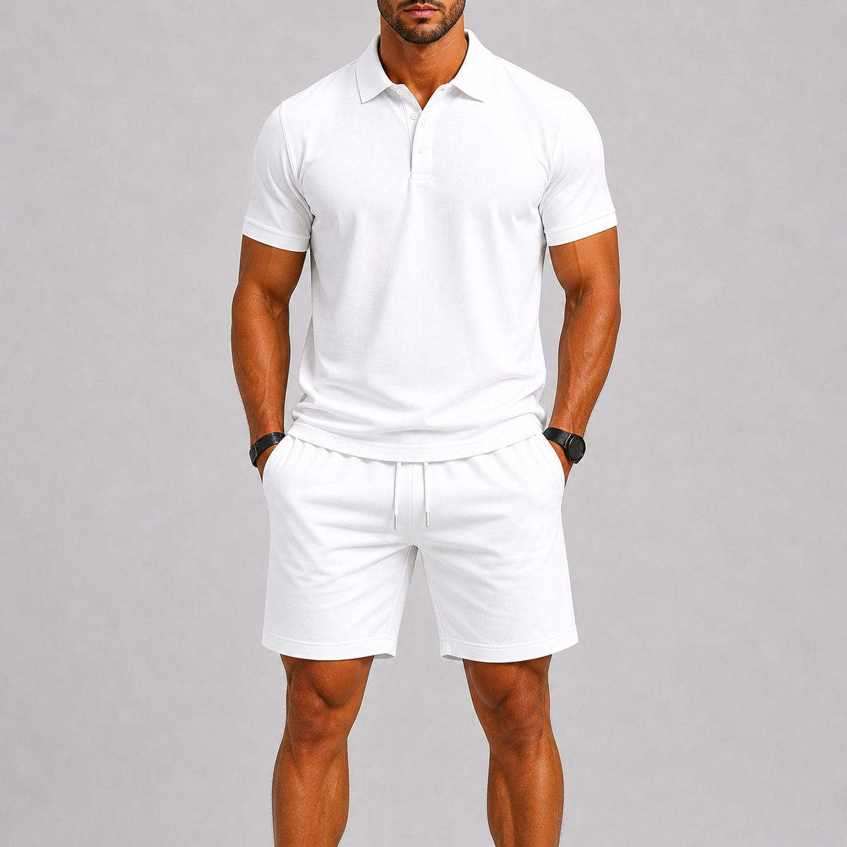 Men's Summer Sports Set – Polo & Shorts, Lightweight Comfort