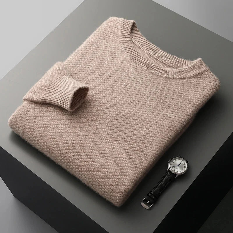 Men's Textured Crew Neck Sweater