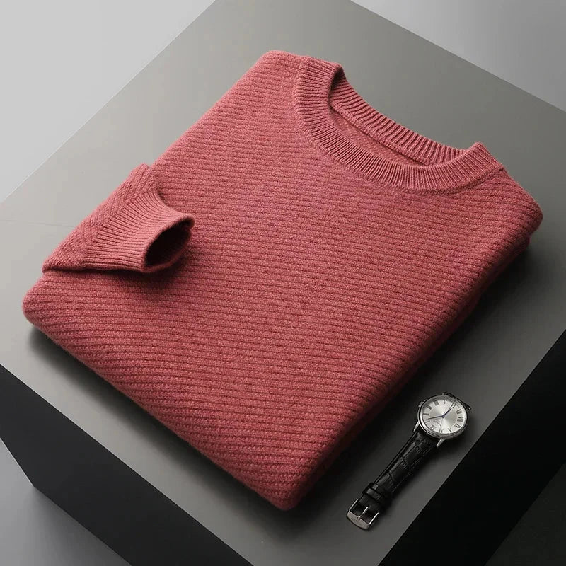 Men's Textured Crew Neck Sweater