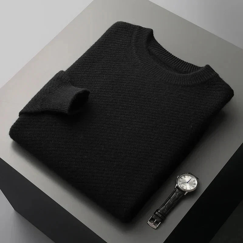 Men's Textured Crew Neck Sweater