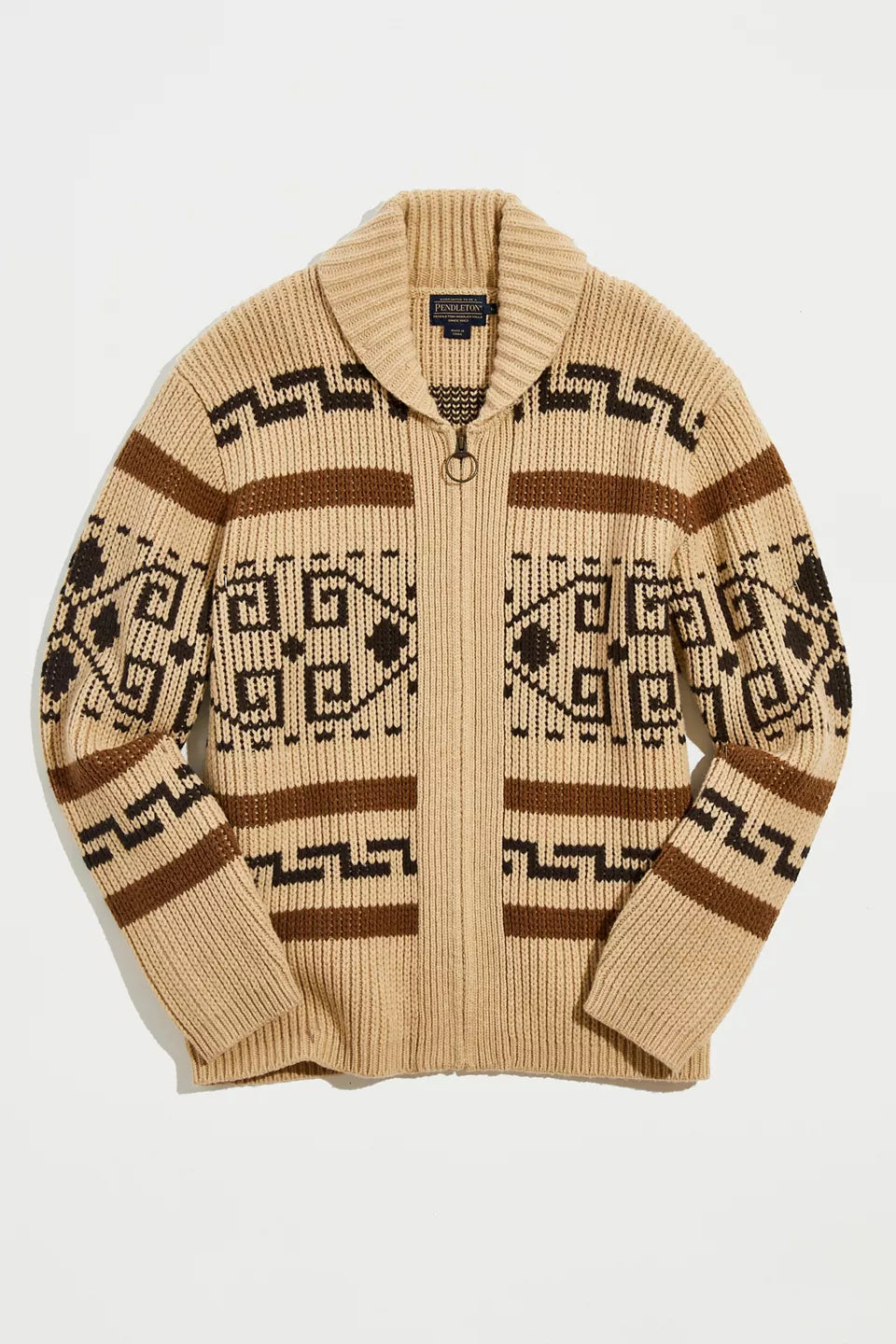 Men's Vintage Jacquard Zip-Up Cardigan