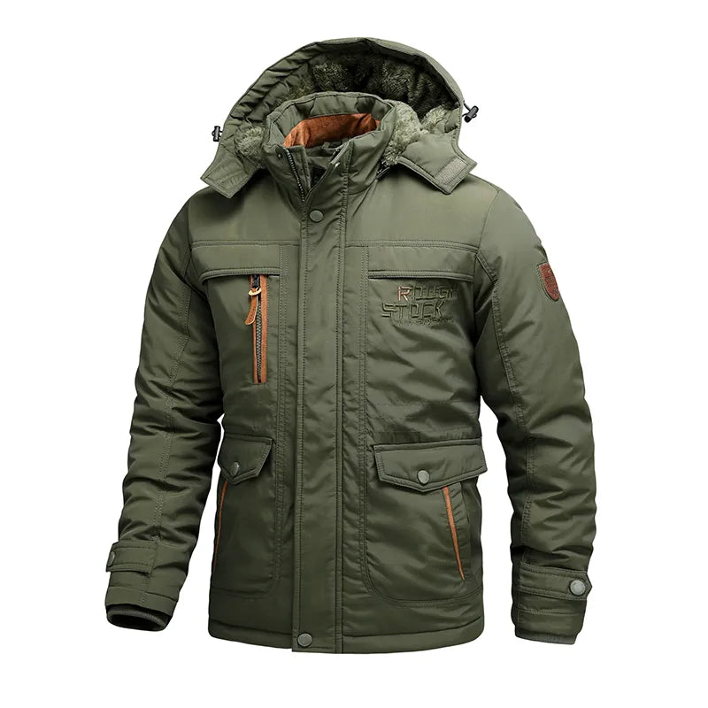 Men's Warm and Windproof Winter Jacket with Detachable Hood