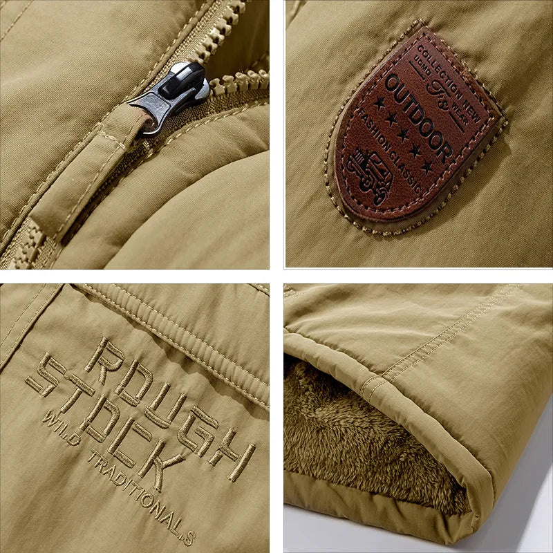 Men's Warm and Windproof Winter Jacket with Detachable Hood
