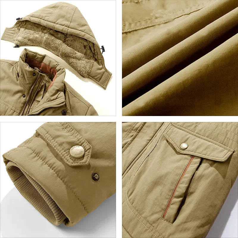 Men's Warm and Windproof Winter Jacket with Detachable Hood