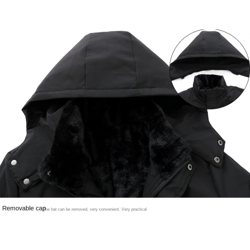 Men's Warm Winter Parka with Removable Hood