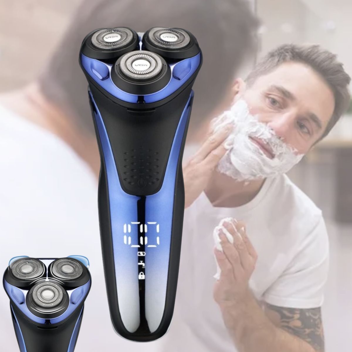 Men’s Waterproof Electric Shaver with 3D Flexible Heads & Fast Charging for Daily Grooming