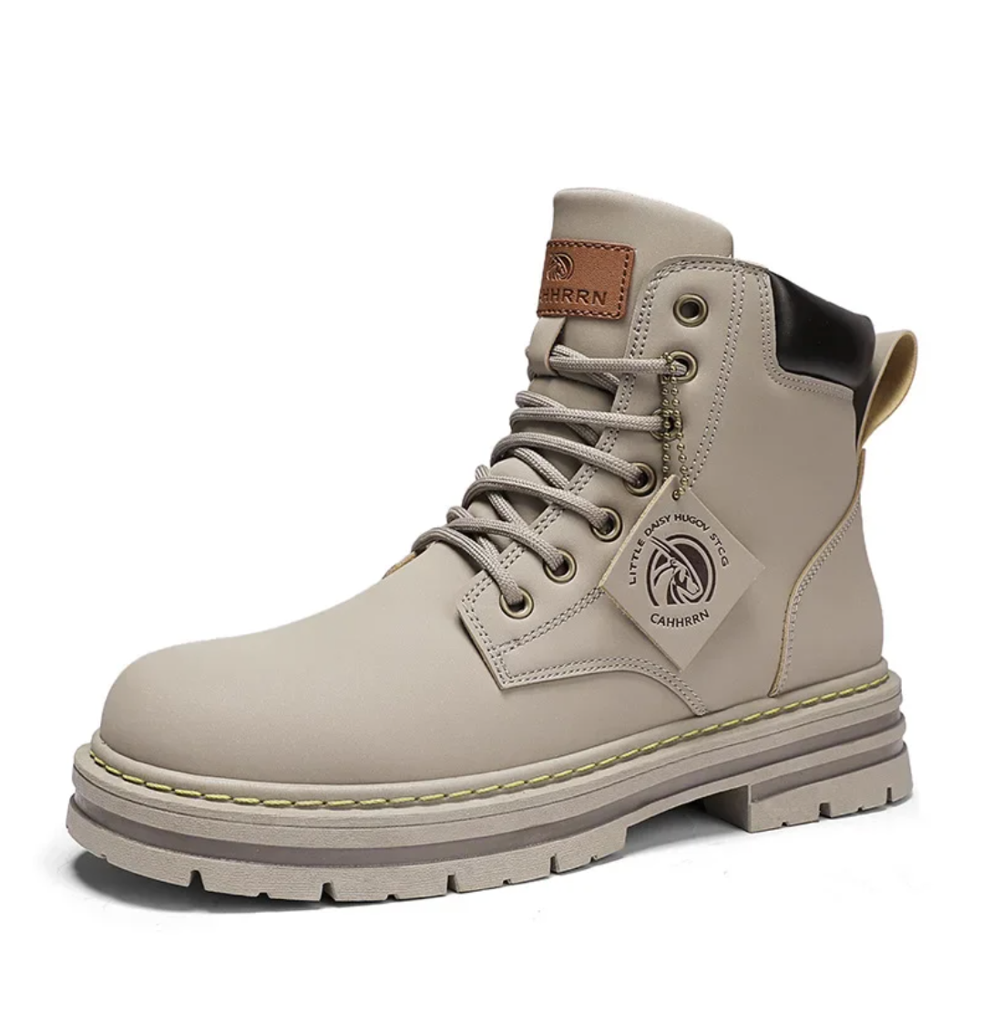 Men's Winter Boots with Patchwork Design and Comfortable Lining