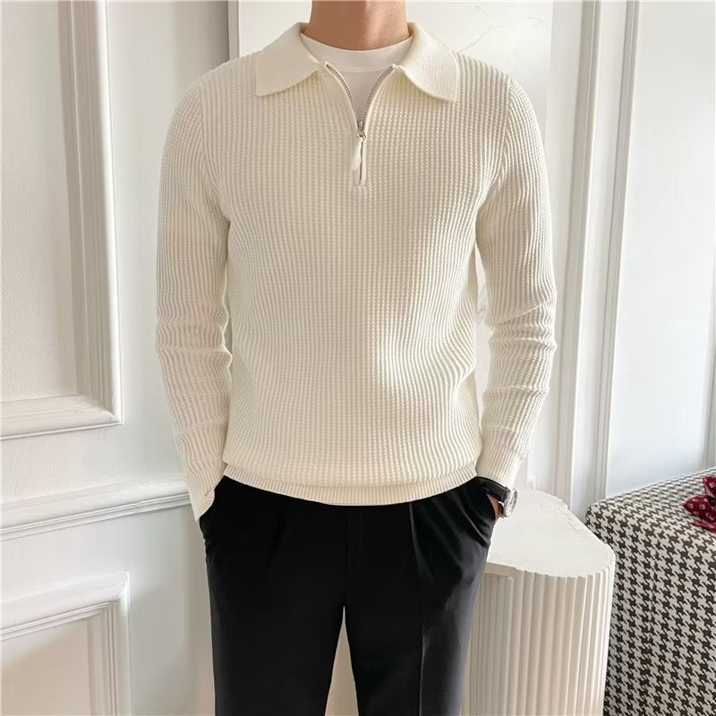 Men's Zip-Up Collared Sweater