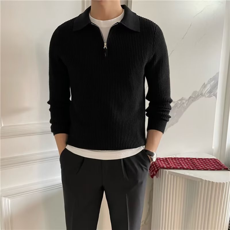 Men's Zip-Up Collared Sweater