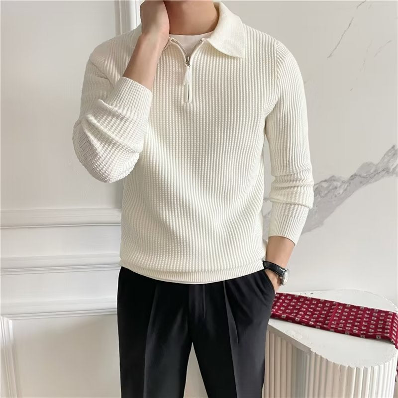Men's Zip-Up Collared Sweater
