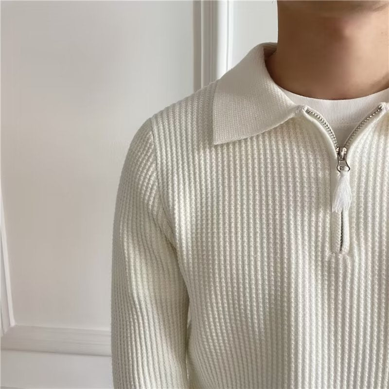 Men's Zip-Up Collared Sweater