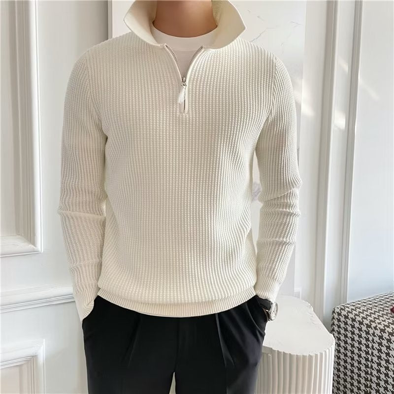 Men's Zip-Up Collared Sweater