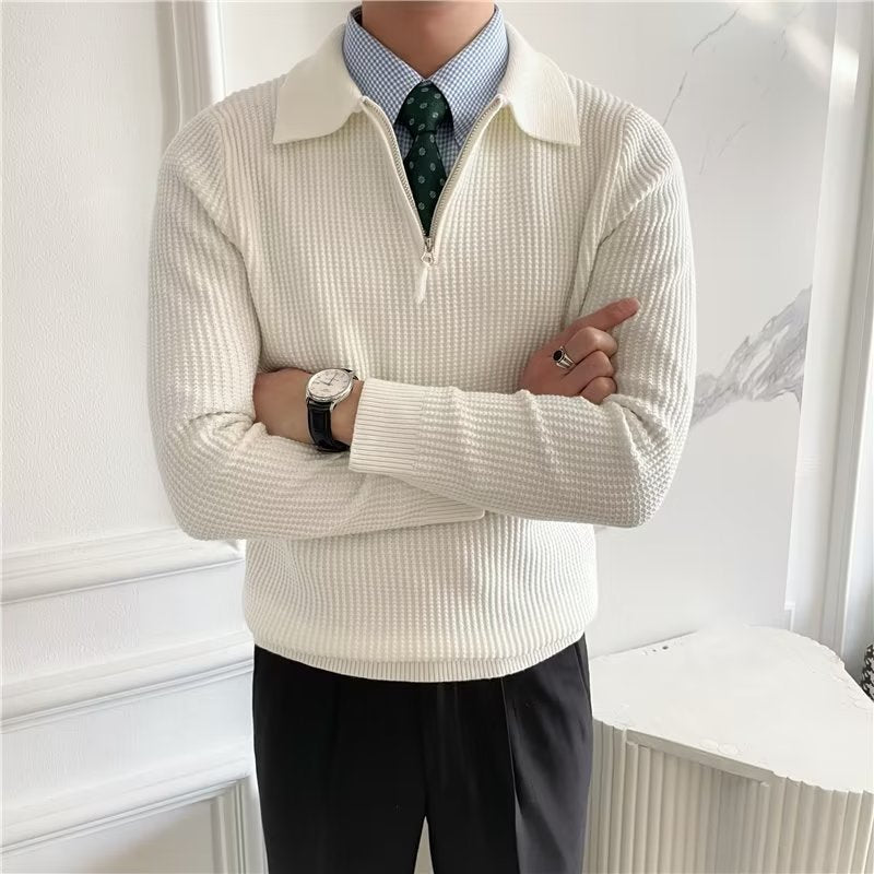 Men's Zip-Up Collared Sweater