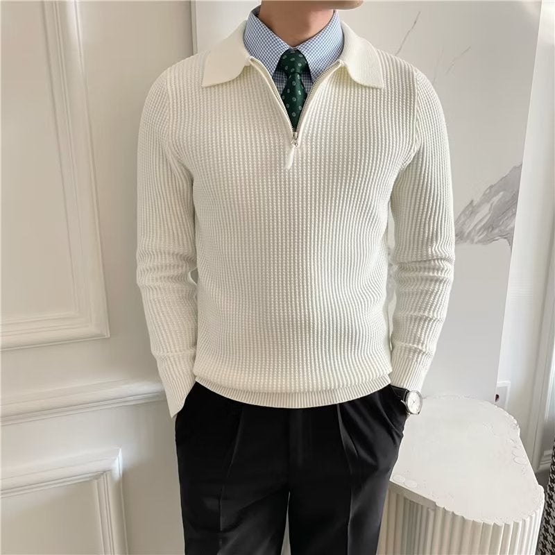 Men's Zip-Up Collared Sweater