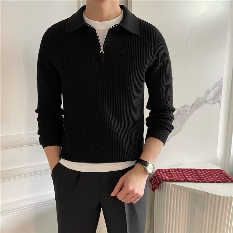 Men's Zip-Up Collared Sweater