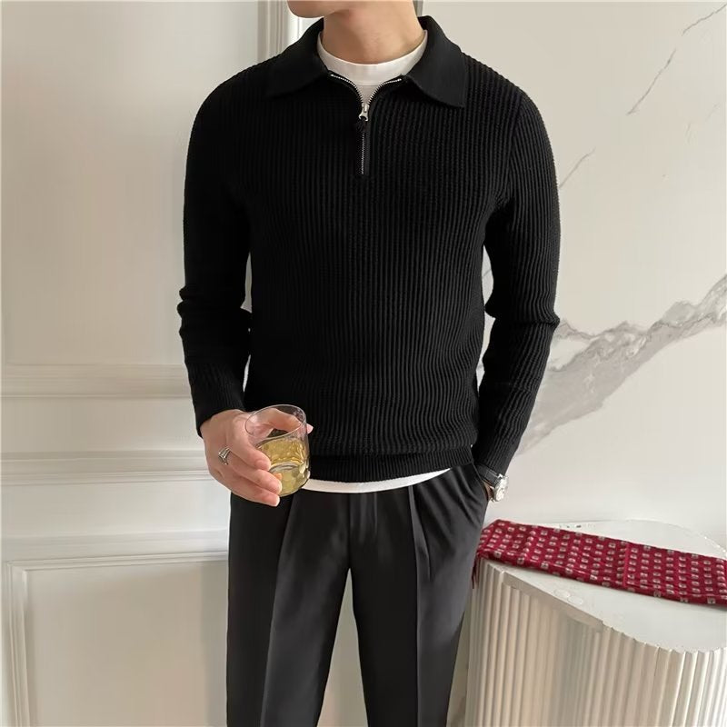 Men's Zip-Up Collared Sweater