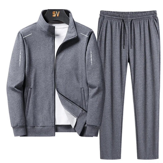 Men's Zip-Up Tracksuit with Elastic Cuffs