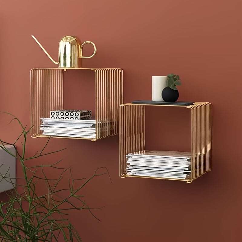 Minimalist Geometric Metal Bookshelf and Side Table