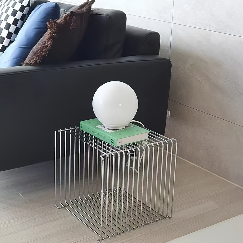 Minimalist Geometric Metal Bookshelf and Side Table