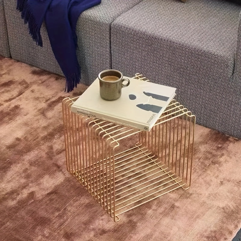 Minimalist Geometric Metal Bookshelf and Side Table