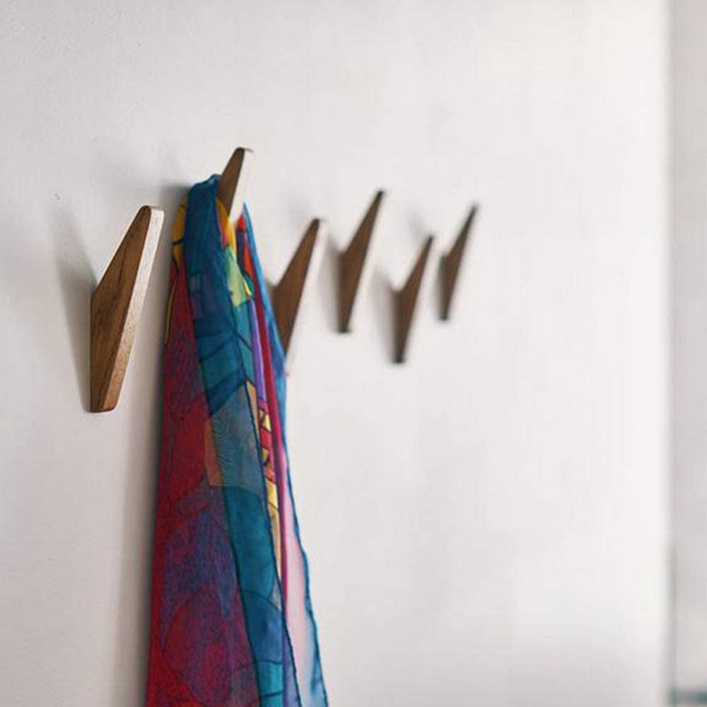 Minimalist Wooden Wall Hooks – Set of 6