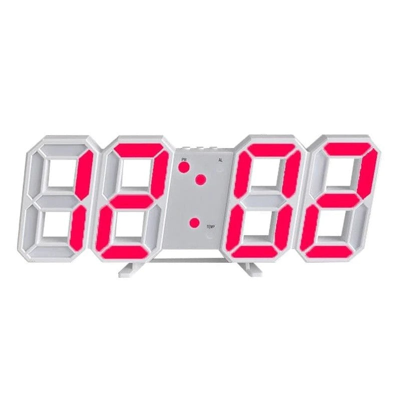 Modern 3D LED Digital Wall Clock with Temperature, Date & Alarm