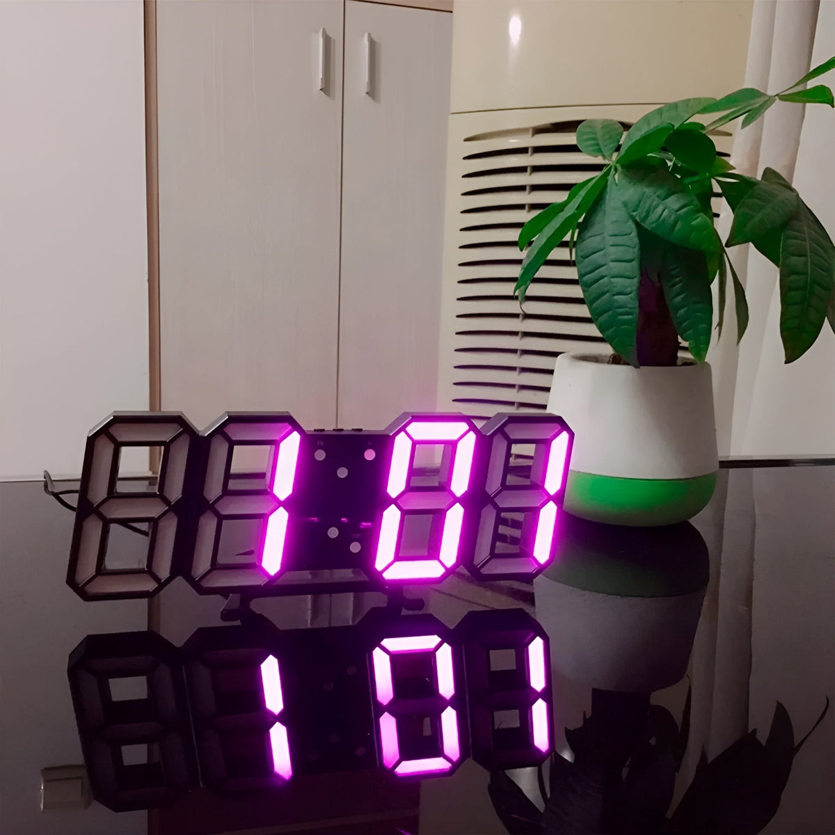 Modern 3D LED Digital Wall Clock with Temperature, Date & Alarm