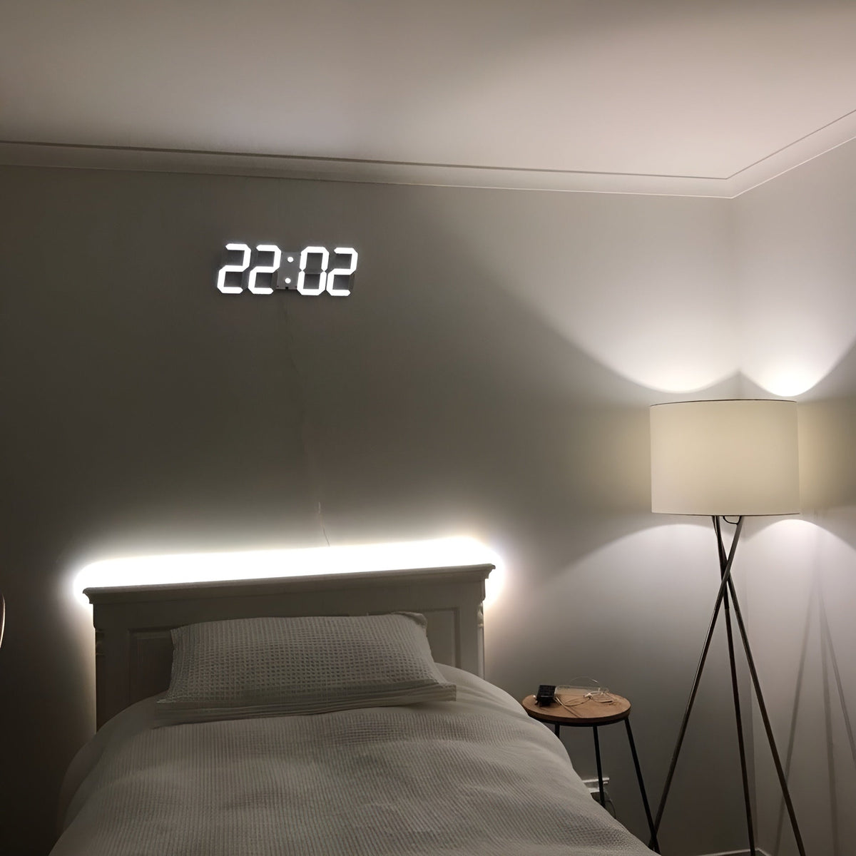 Modern 3D LED Digital Wall Clock with Temperature, Date & Alarm