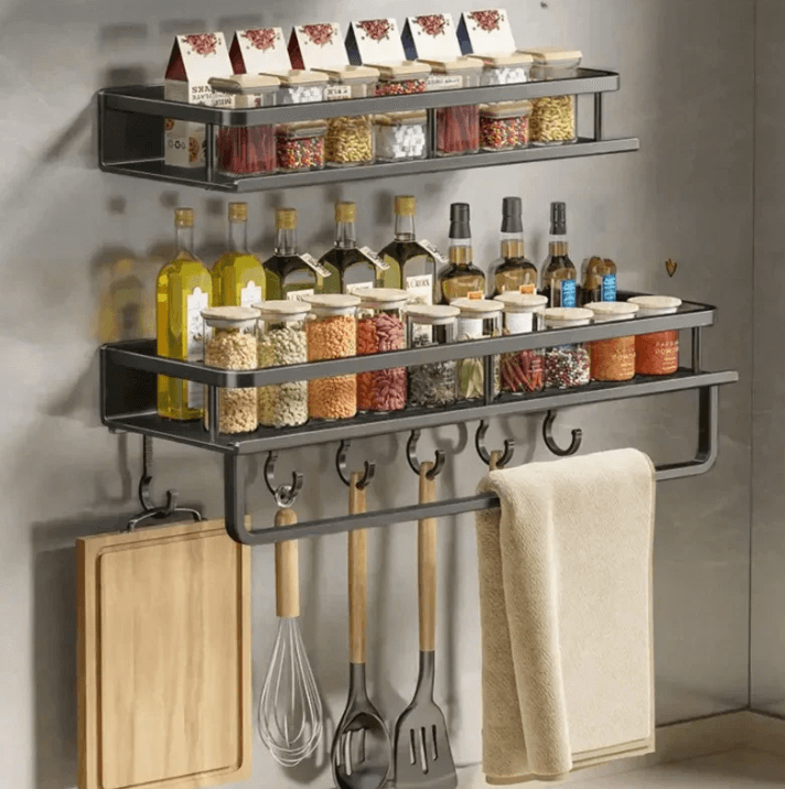 Modern Black Kitchen Wall Shelf
