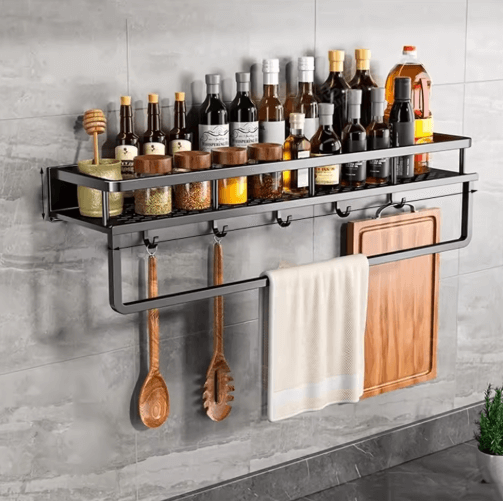 Modern Black Kitchen Wall Shelf