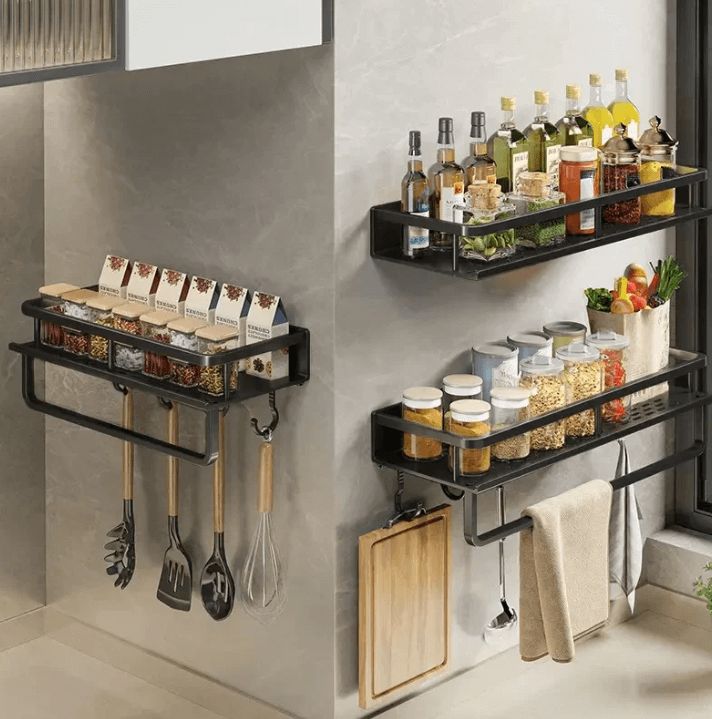 Modern Black Kitchen Wall Shelf