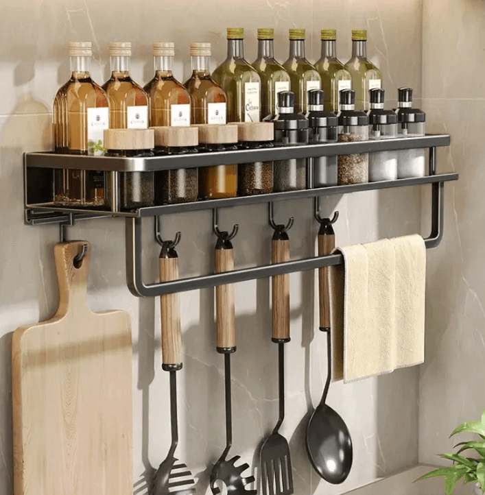 Modern Black Kitchen Wall Shelf