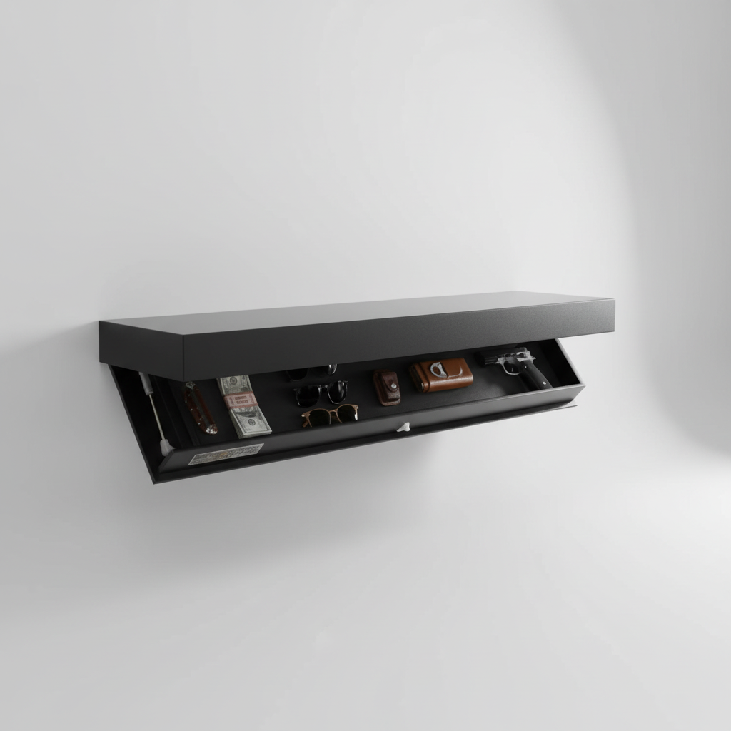 Modern Floating Wall Shelf with Hidden Storage