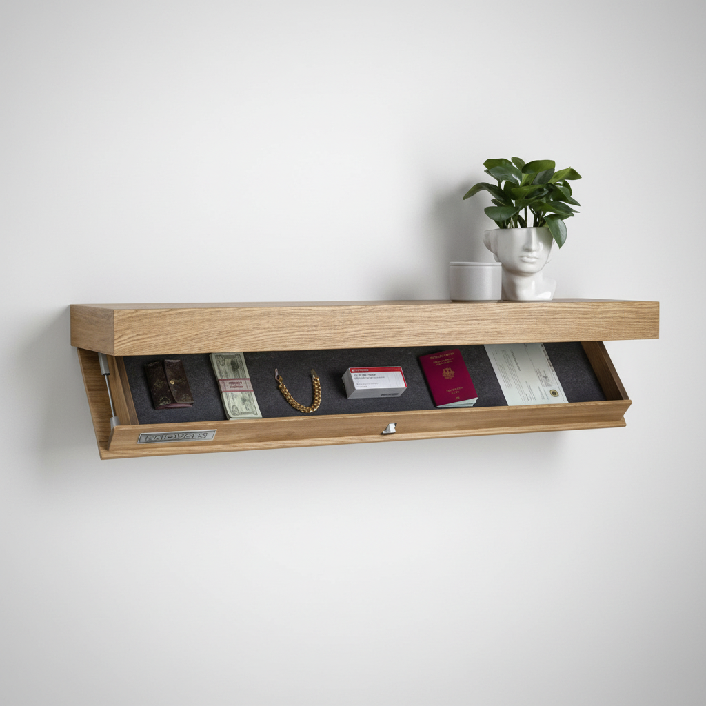 Modern Floating Wall Shelf with Hidden Storage
