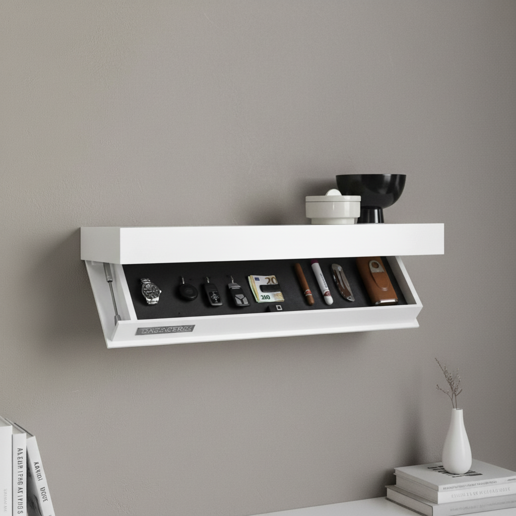 Modern Floating Wall Shelf with Hidden Storage