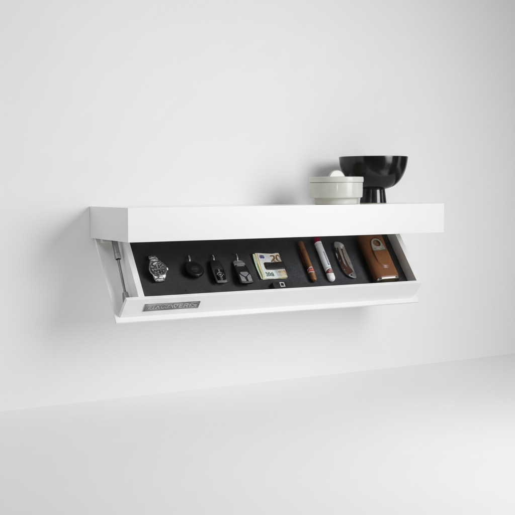 Modern Floating Wall Shelf with Hidden Storage