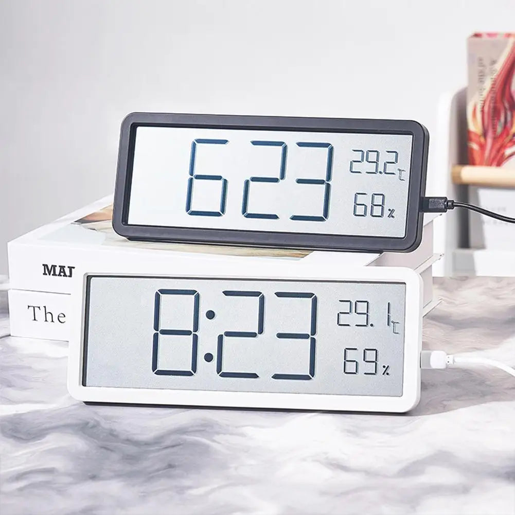 Modern Minimalist Digital Wall Clock for Living Room with Temperature and Date Display