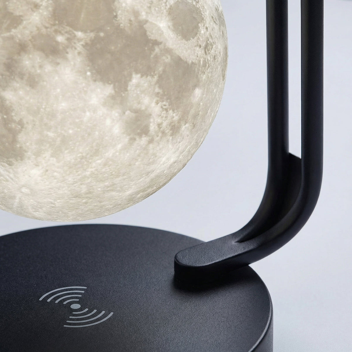 Modern Moon-Shaped Magnetic Levitation Night Light with Wireless Charging for the Bedroom