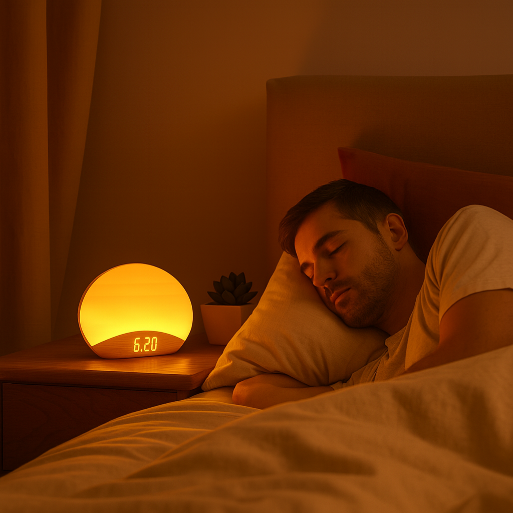 Modern Wooden Sunrise Alarm Clock with Wake-Up Light